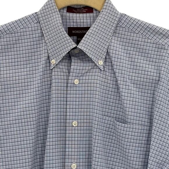 Nordstrom Blue Purple Plaid Collared Long Sleeve Button Up Shirt Size 16 1/2-35 - Picture 5 of 8